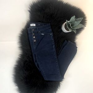 LOFT Button Fly Dark Wash Modern Skinny Denim Jeans Size 0